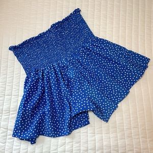 KOCH SHORTS — navy blue polka dots